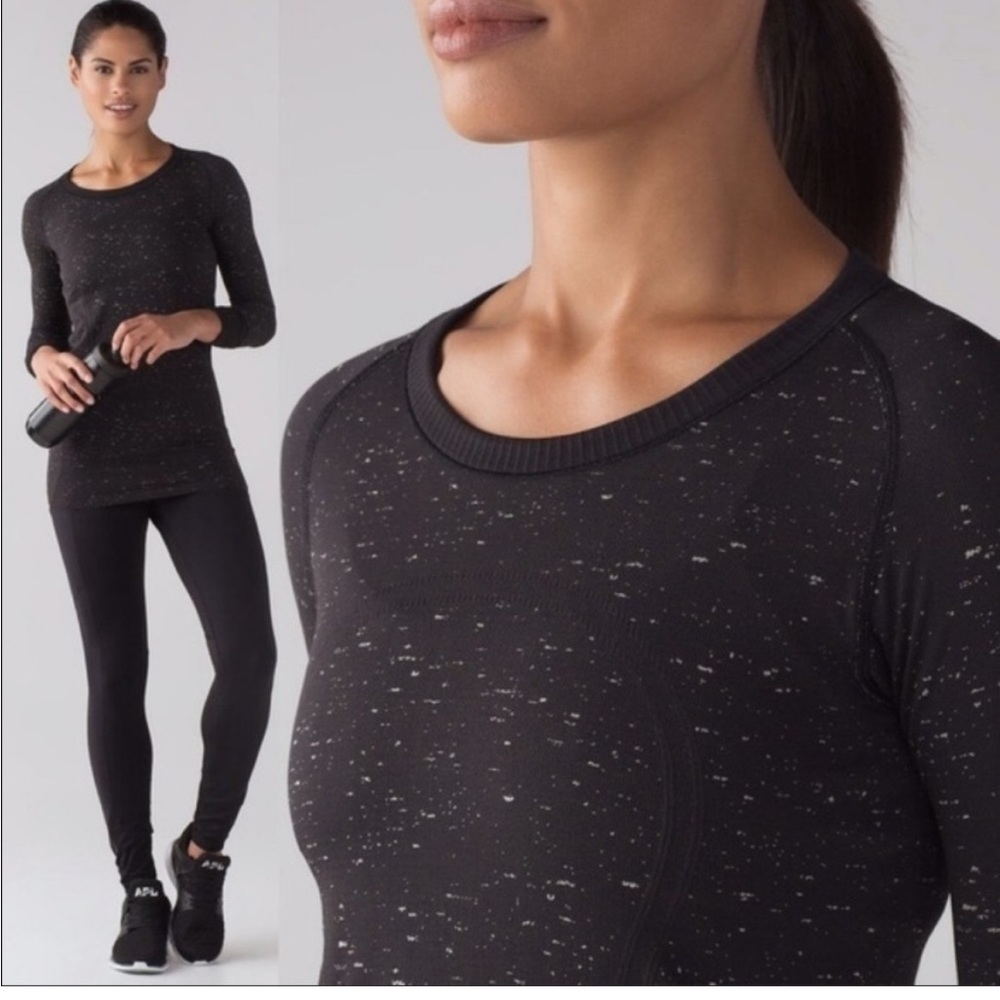 Lululemon black with white specs long sleeve
